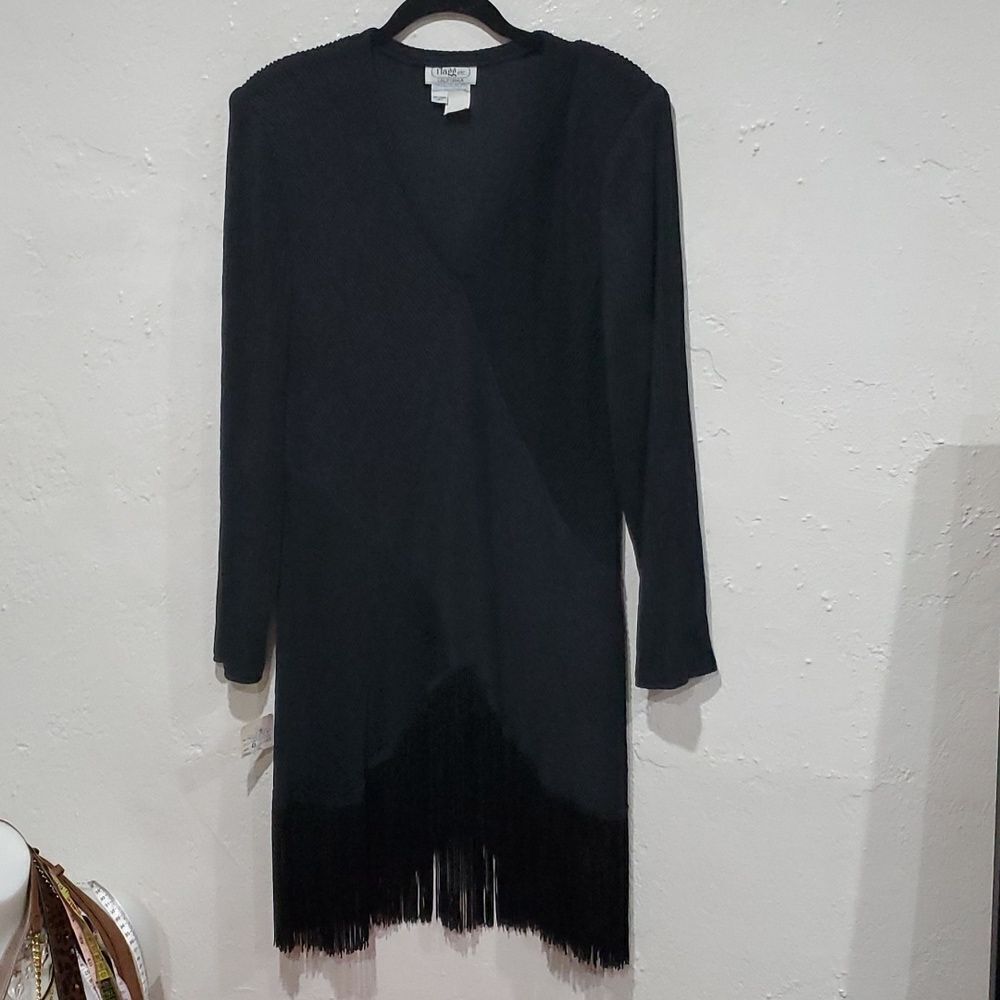 Vintage NWT Fringe Dress by Flagg in Black Size L